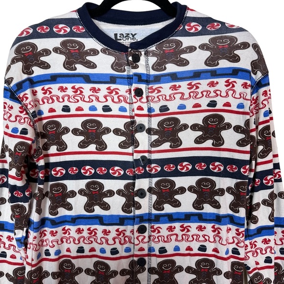 Lazy One Sweet Cheeks Drop Seat Open Back Cotton Gingerbread One Piece Pajamas S - Picture 3 of 10